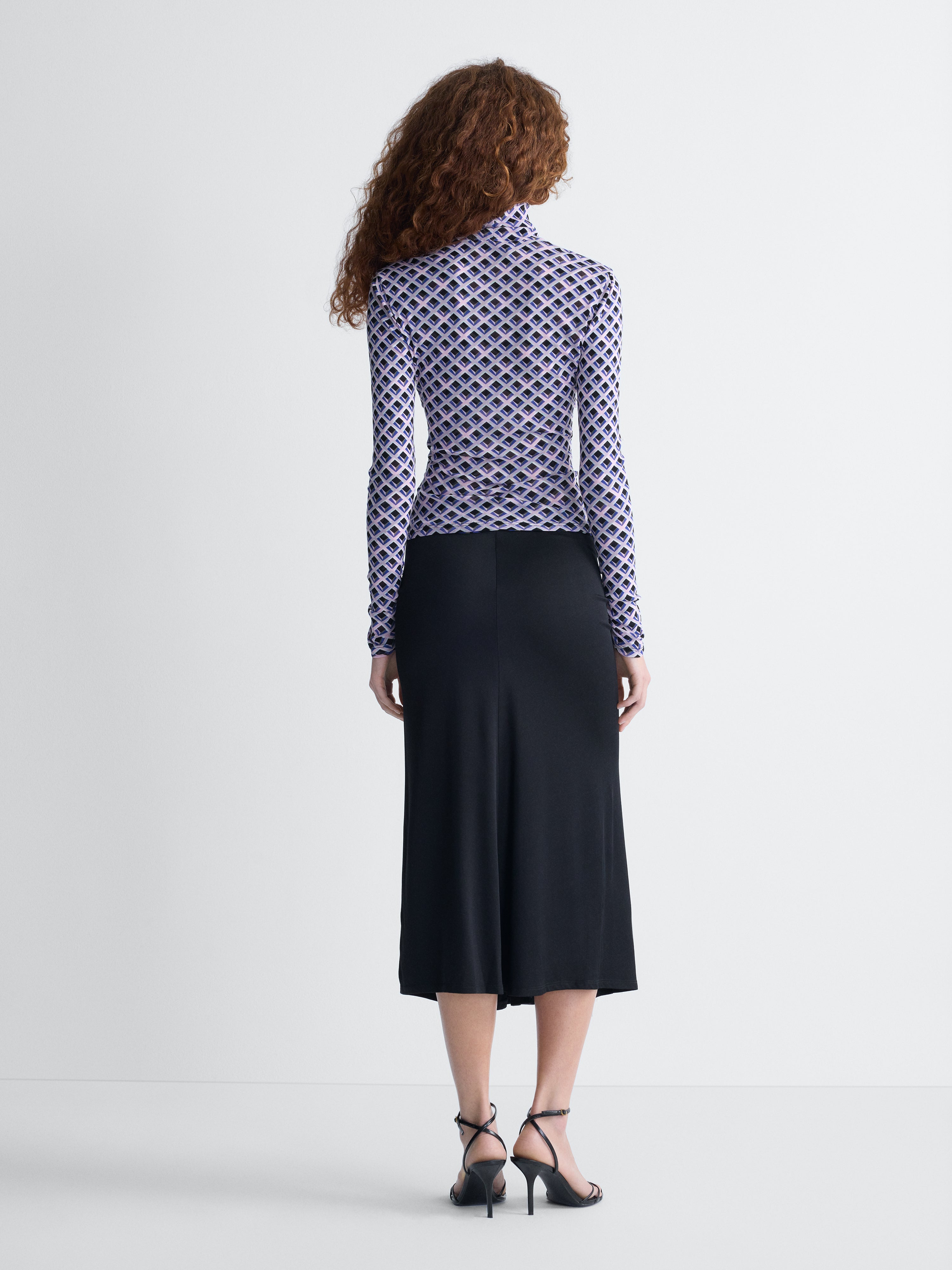 Logan Reversible Mesh Turtleneck in Window Pane, back view