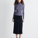 Logan Reversible Mesh Turtleneck in Window Pane, reverse side, full length front view
