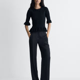 Tullia Knit Sweater in Black, full length front view