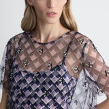 Florine Tulle Shirt in Window Pane, close-up