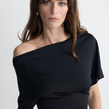 Justine Jersey Top in Black, close-up