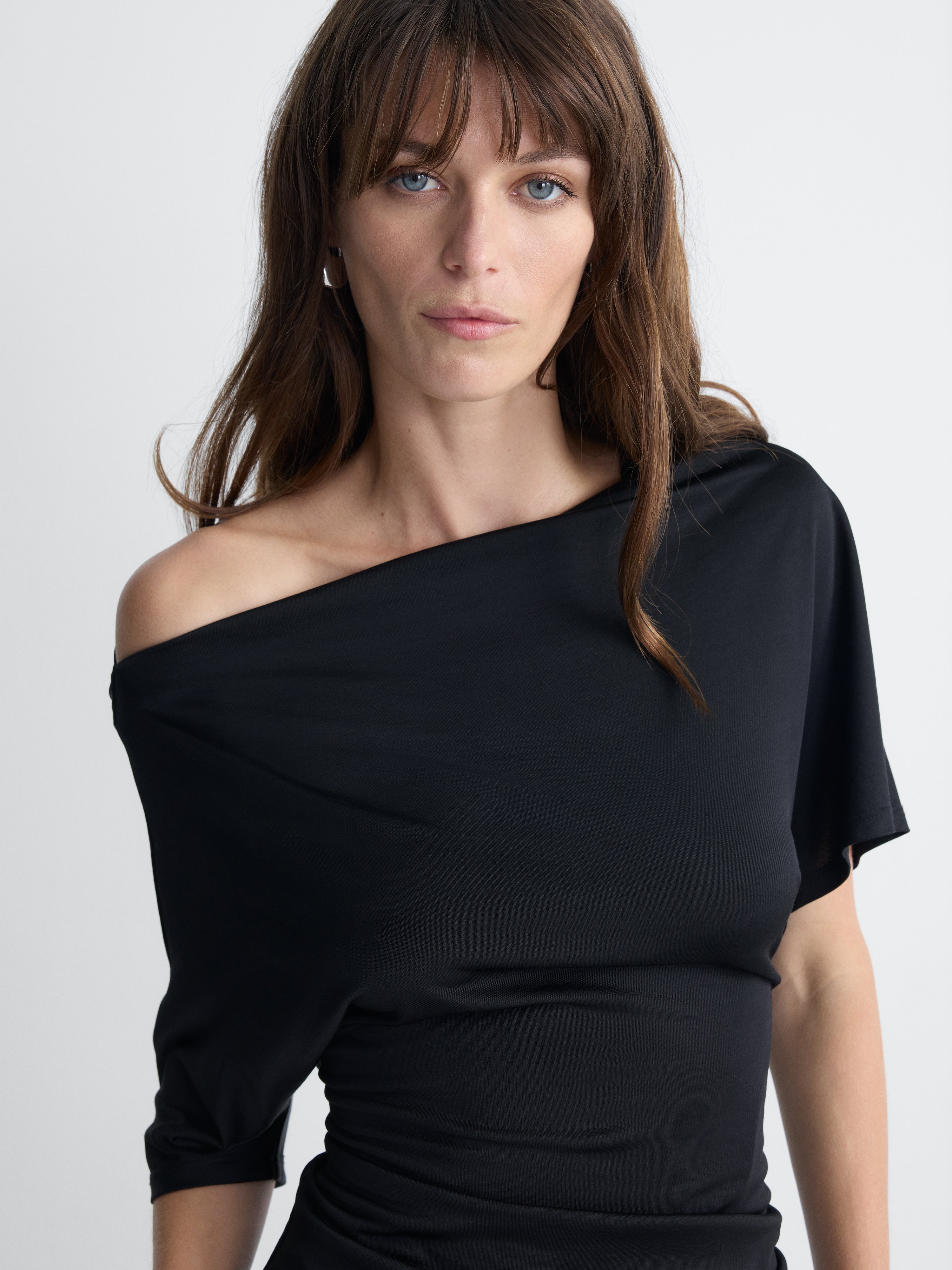 Justine Jersey Top in Black, close-up
