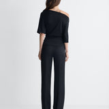 Justine Jersey Top in Black, back view
