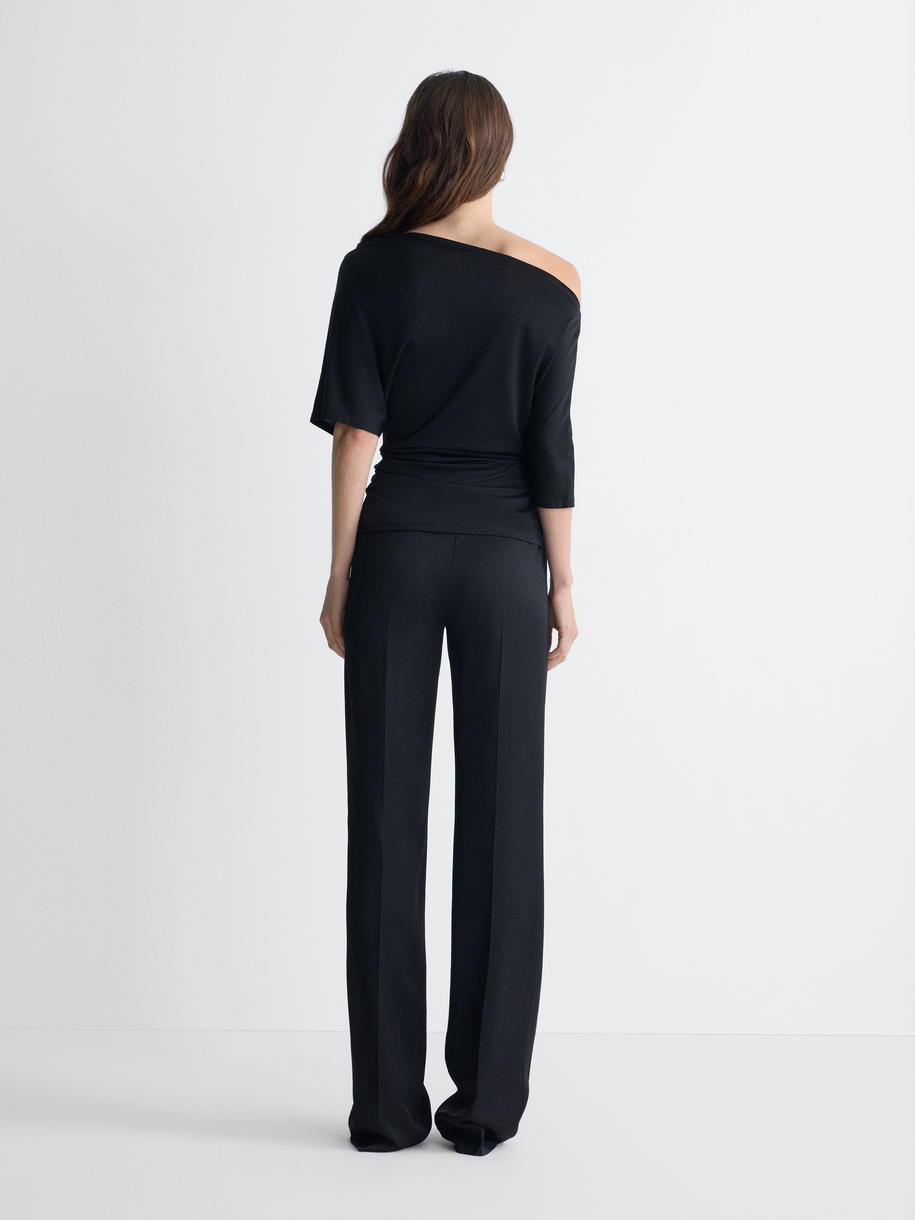 Justine Jersey Top in Black, back view
