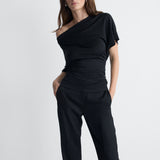Justine Jersey Top in Black, alternate pose
