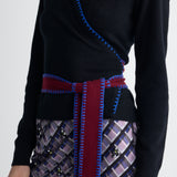 Ginevra Wool Cashmere Top in Black Multi, close-up