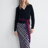 Ginevra Wool Cashmere Top in Black Multi, alternate pose