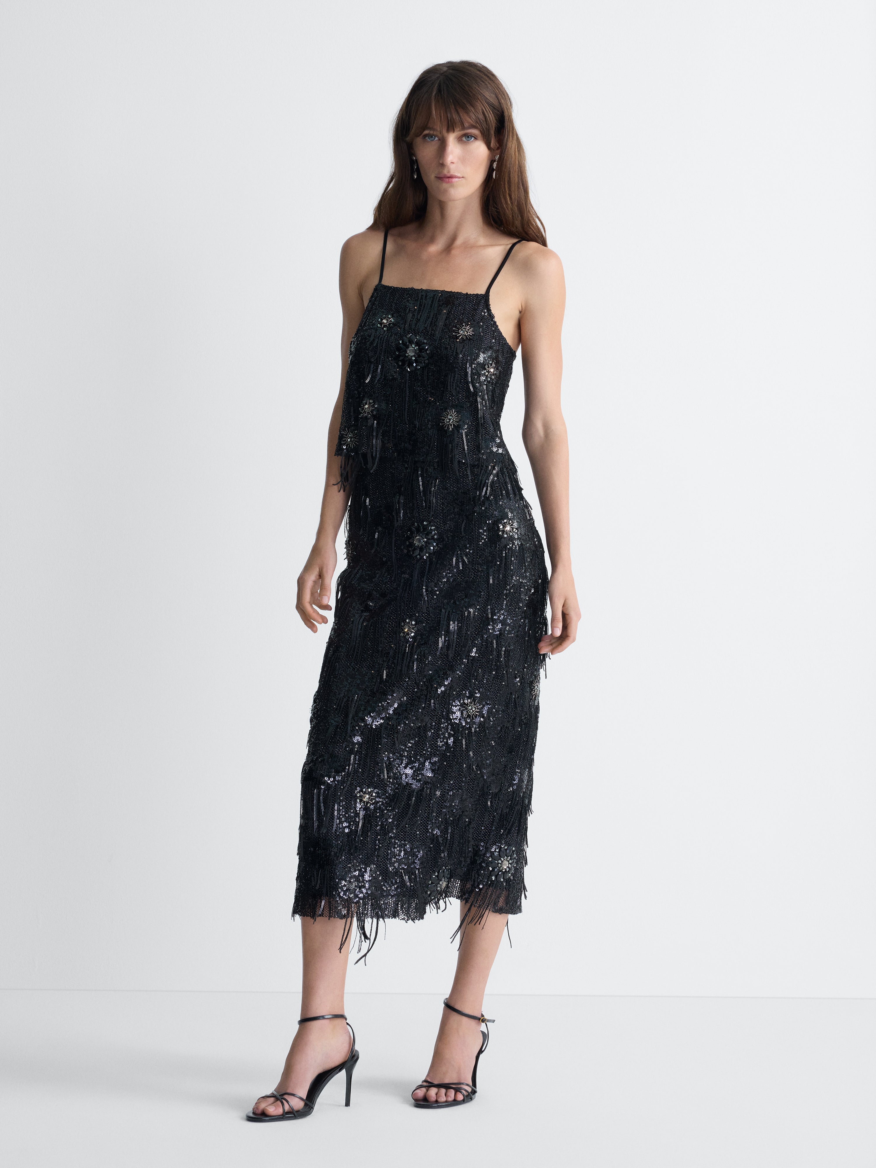 Serene Tulle Top in Black, full length front view