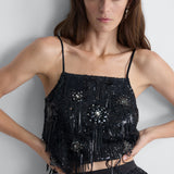 Serene Tulle Top in Black, close-up