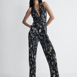 Delia Jersey Jumpsuit in Black Crystal, alternate pose