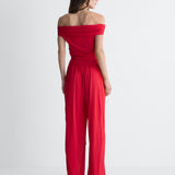 Colette Jersey Jumpsuit in Scarlet Red, back view
