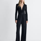 Avoria Jersey Jumpsuit in Black, full length front view