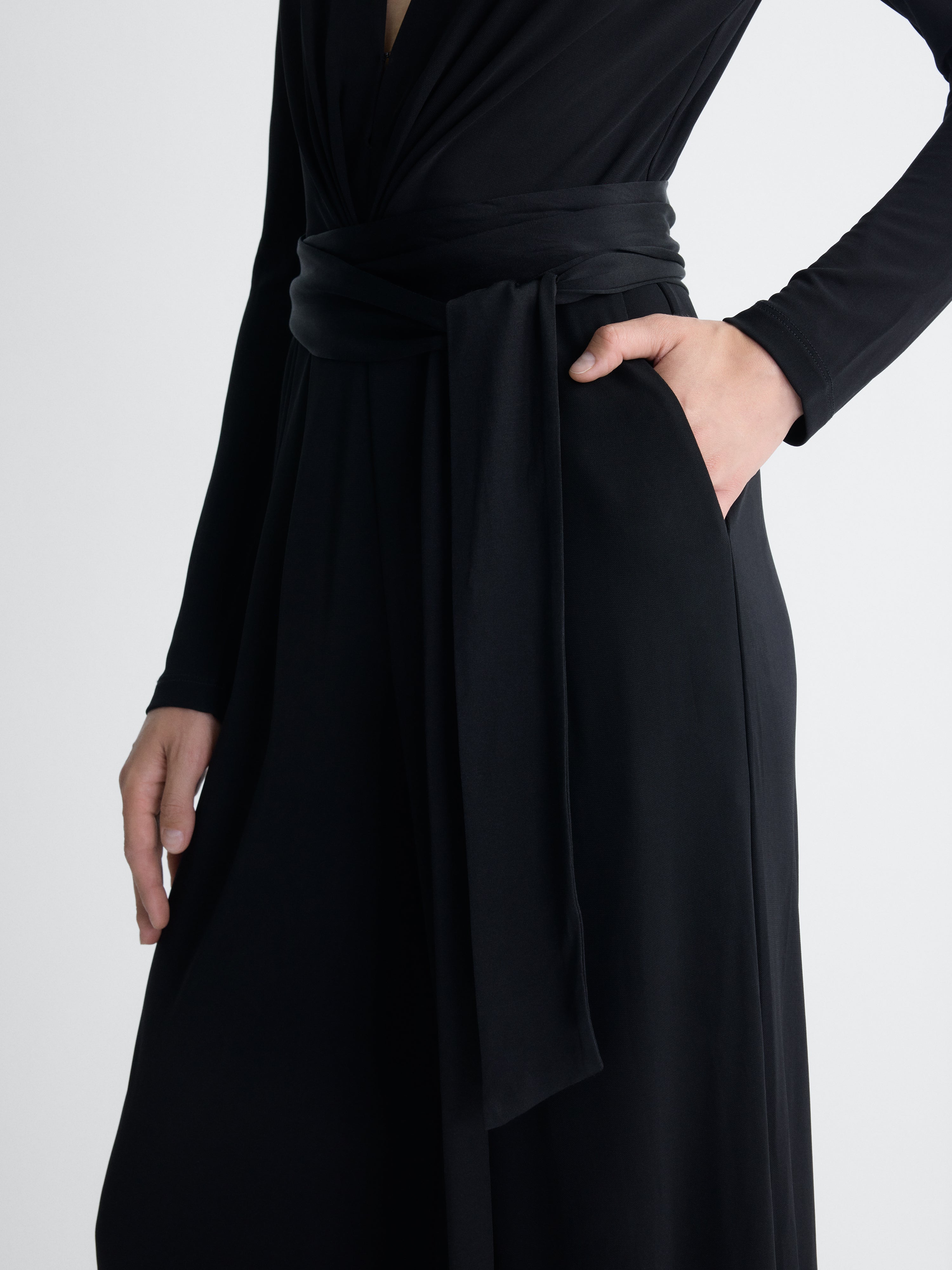 Avoria Jersey Jumpsuit in Black, close-up