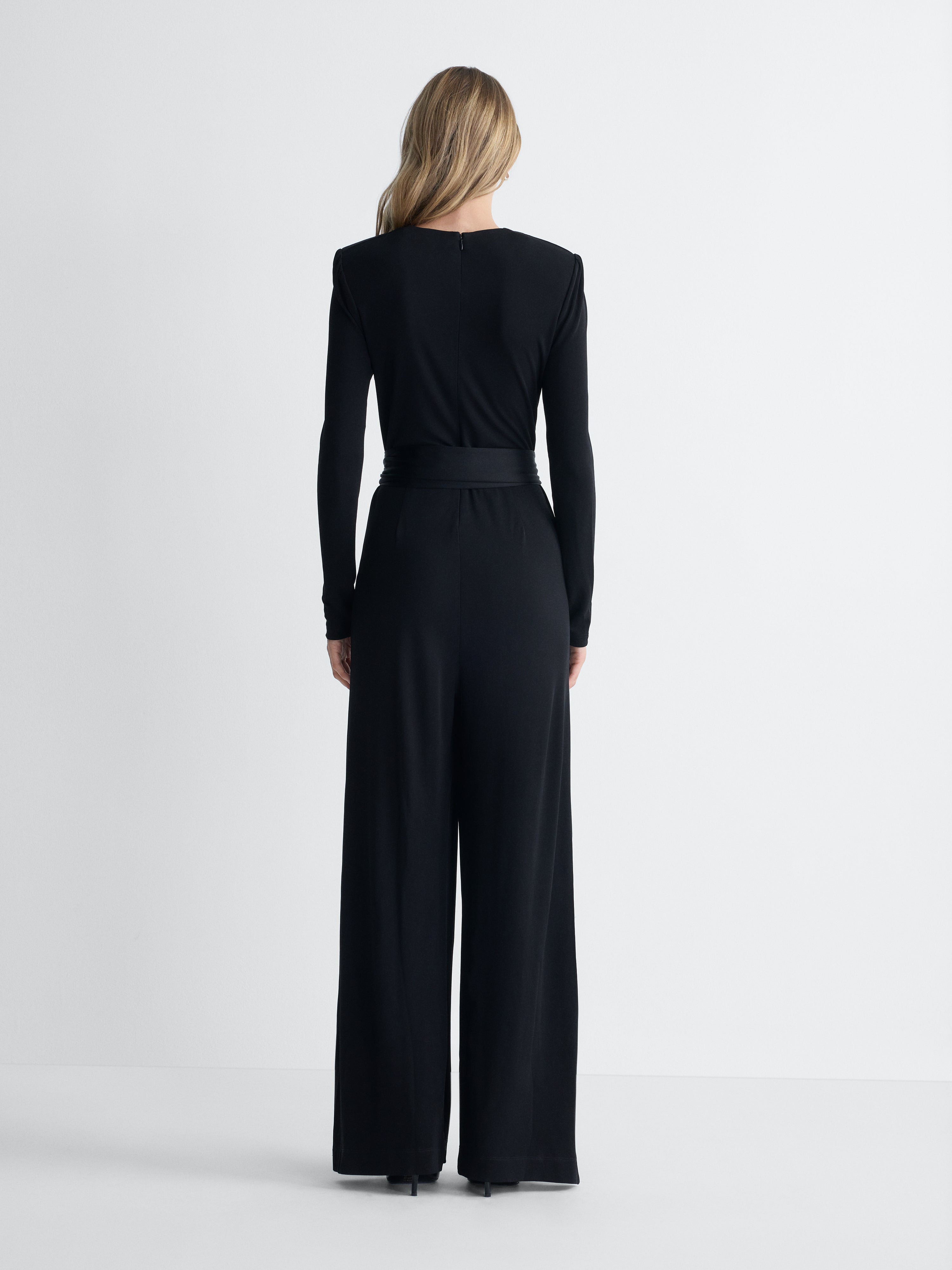 Avoria Jersey Jumpsuit in Black, back view