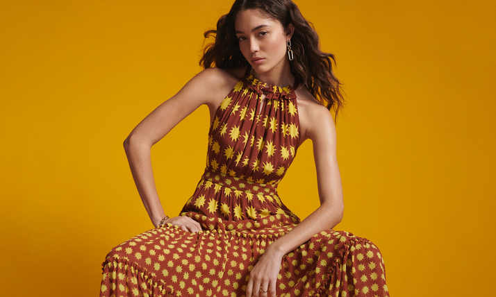 DVF Diane von Furstenberg Latrice graphic-print maxi skirt - Orange
